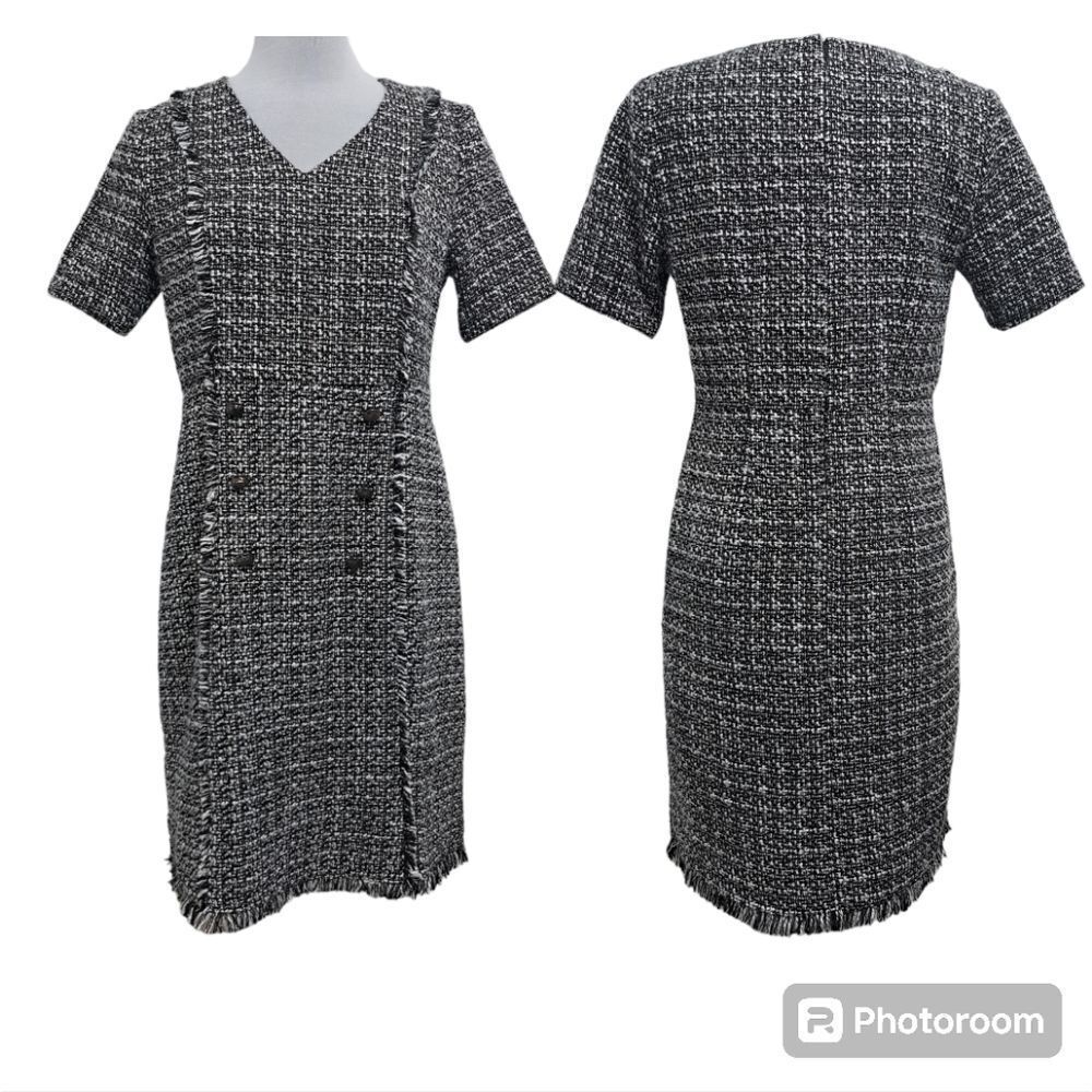 Nanette Lepore Boucle Double Breasted Sheath Mini Dress Black White Size 8 NWT - Picture 4 of 14